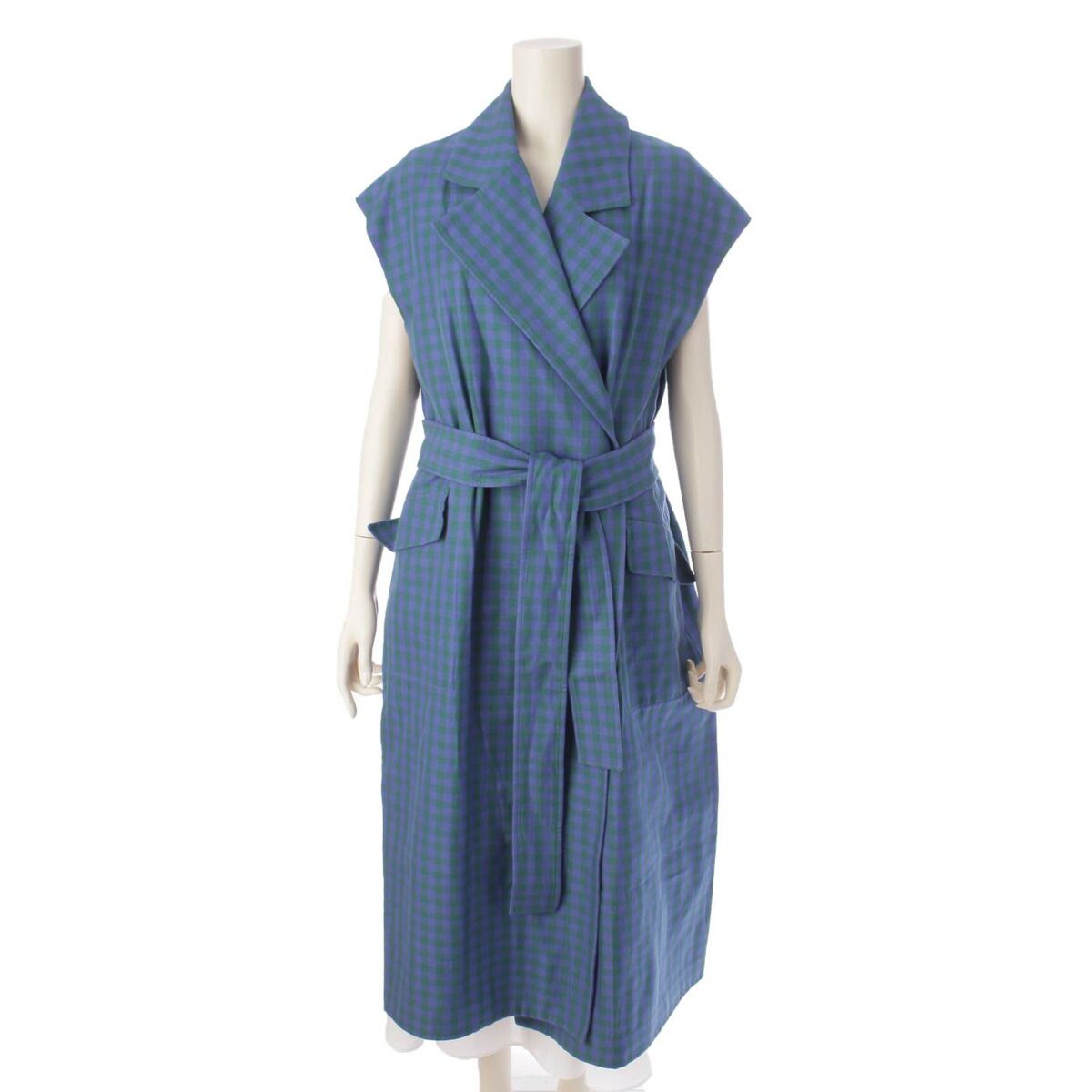 BLAMINK / コート/38/コットン/BLU/ギンガムCK/7925-299-0109-6950 BLAMINK◇コート/38/コットン/BLU/ギンガムCK/7925-299-0109-6950