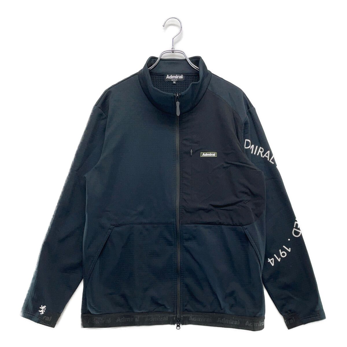 中古 メンズ アドミラルゴルフ Admiral Golf フルジップアウター XL 黒 ブラック 裏起毛