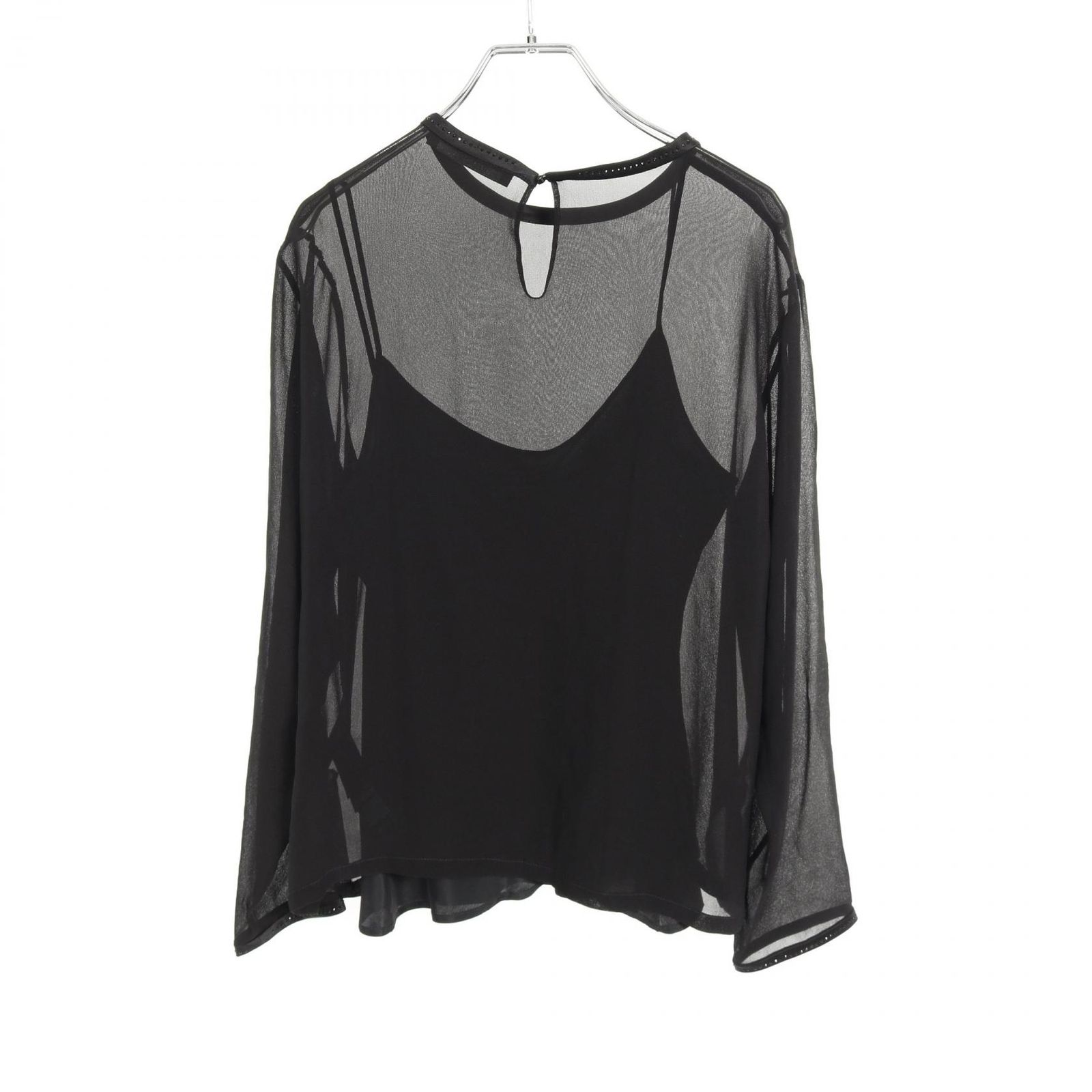 #snc マックスマーラ Maxmara カットソー 36 黒 ノースリーブ ブラウス シルク混 小さいサイズ タグ付き 新品同様 レディース [850175] Max Mara - 未使用 MAXMARA マックスマーラ ノースリーブ