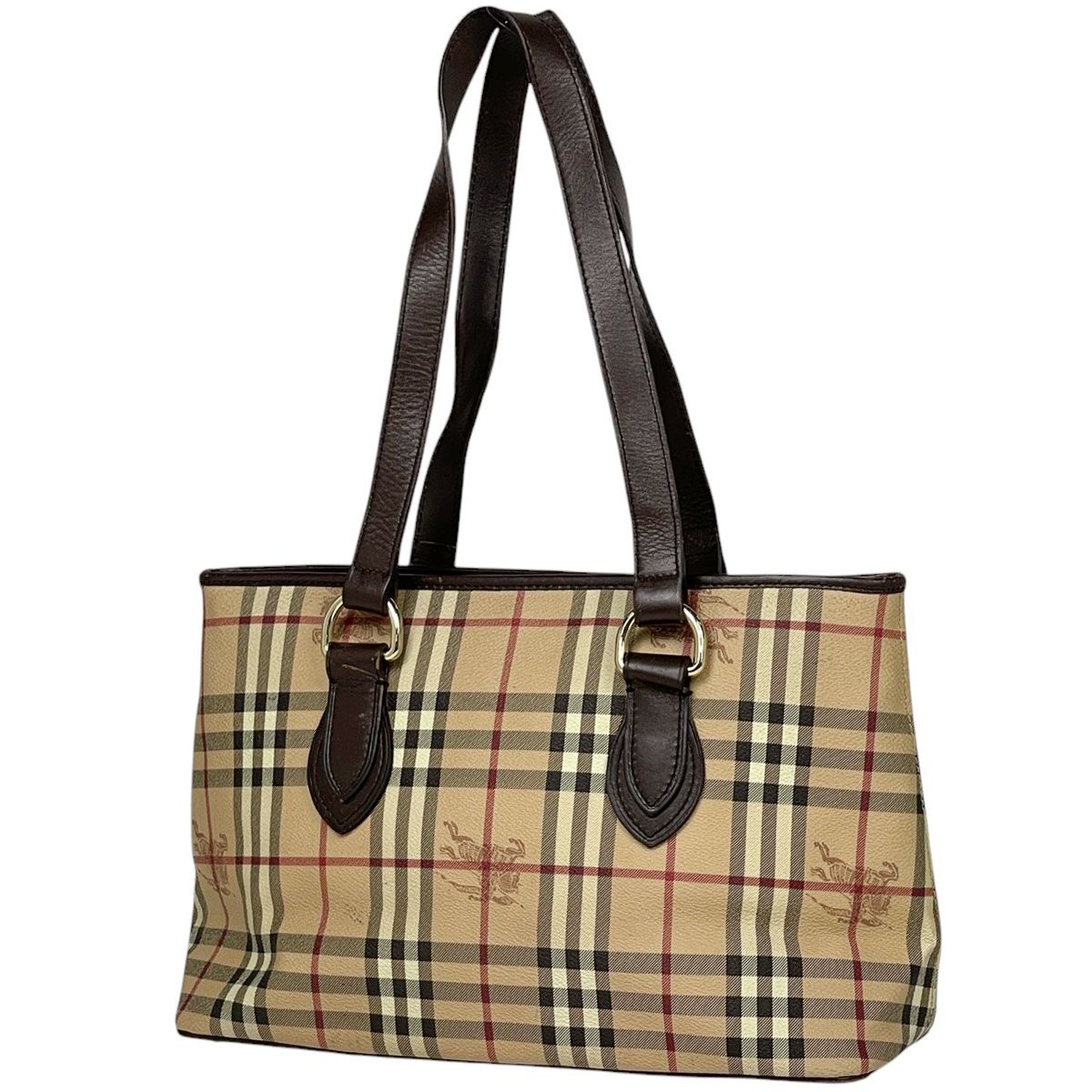 バーバリー BURBERRY チェック柄 トートバッグ ショルダーバッグ トートバッグ コーティングキャンバス ブラウン レディース