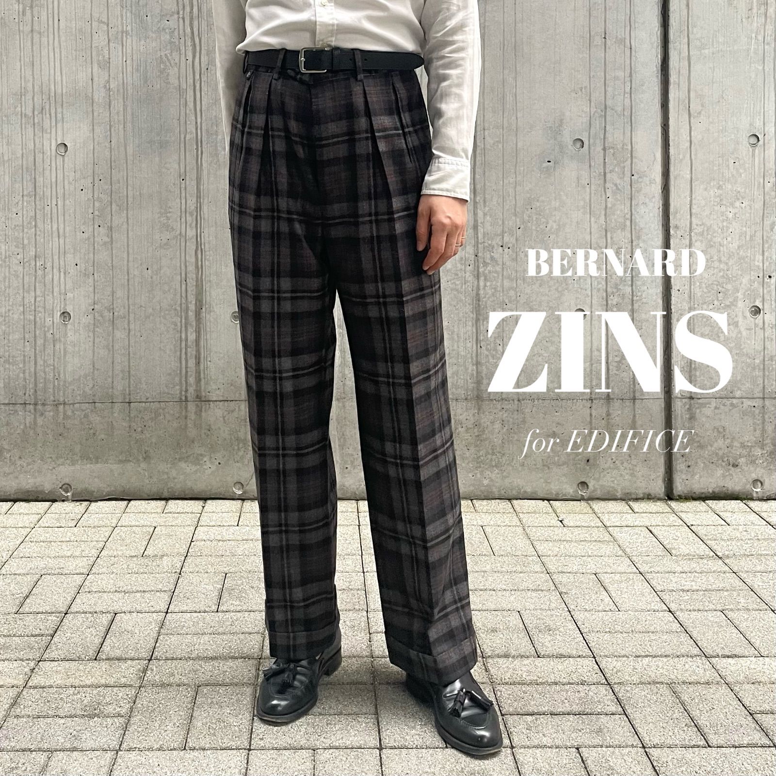 BERNARD ZINS / EDIFICE 別注 RASPAIL 2プリーツ ウール チェック 