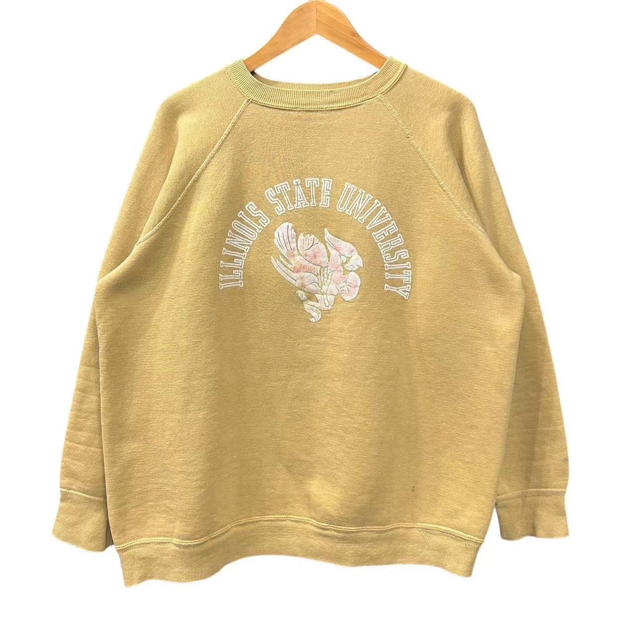 60s ラグランスリーブスウェット カラーフロッキー カレッジ