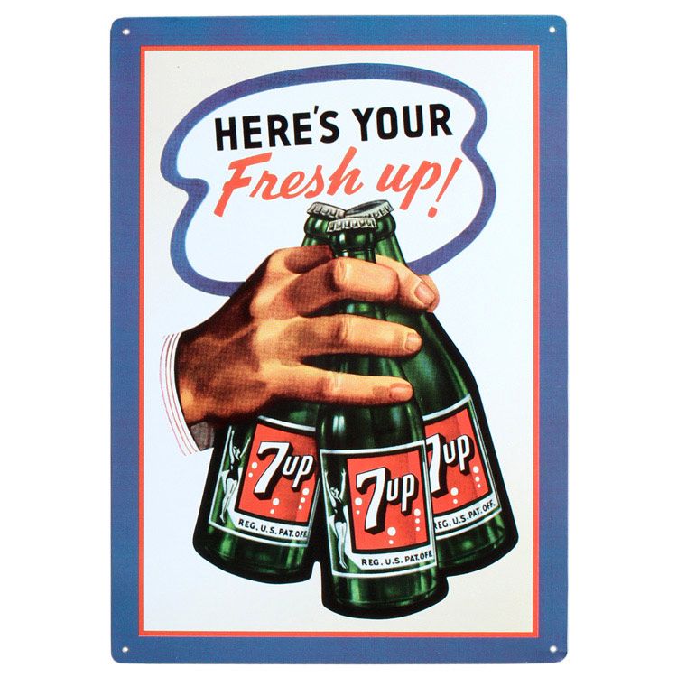 看板 メタルサイン 7UP Bottles セブンアップ ボトル SU-01 高さ42.5×幅30cm 店舗 装飾 インテリア アメリカン雑貨