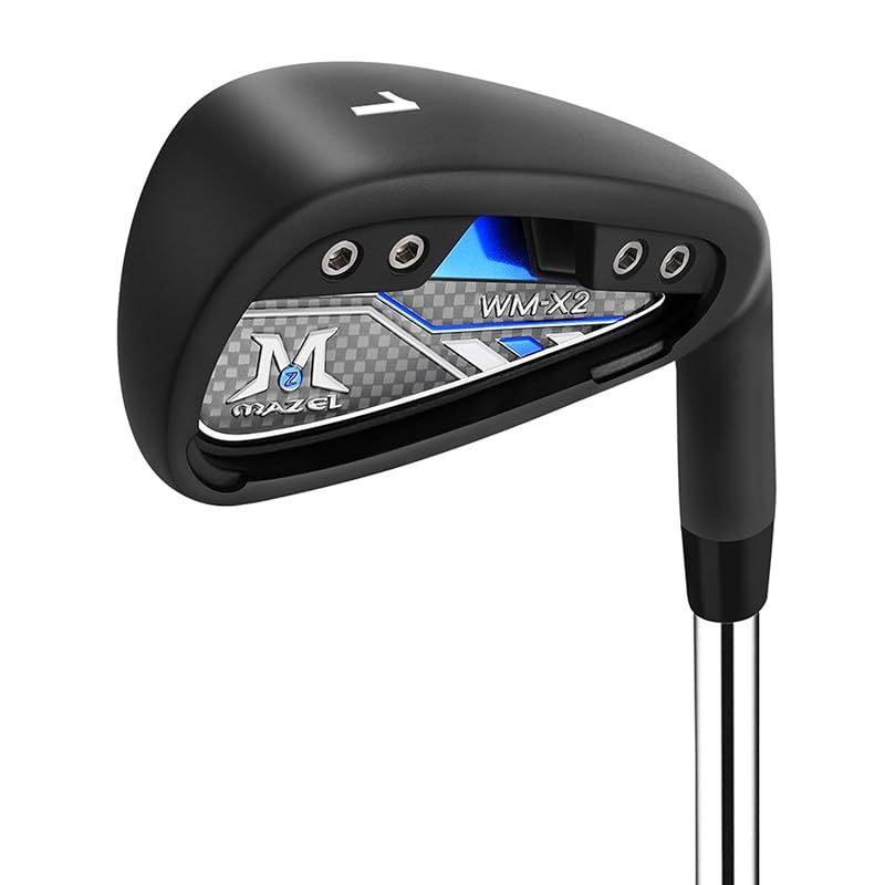 MAZEL (マゼル) WM-X1/2 ゴルフ クラブ アイアン スチールシャフト 単品(番手:1，2，3，4，5，6，7，8，9，AW，PW，SW) メンズ 右用/左用 フレックス:S バッグなし・クラブのみ (黒（2024年モデル），単