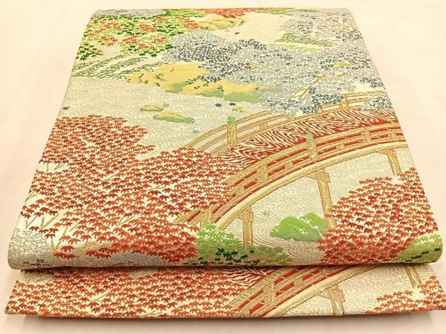 B9 作家物 雲取吉祥文様 金糸 七宝 唐草 唐花 六通 正絹 フォーマルな袋帯 B9 作家物 雲取吉祥文様 金糸 七宝 唐草 唐花 六通 正絹