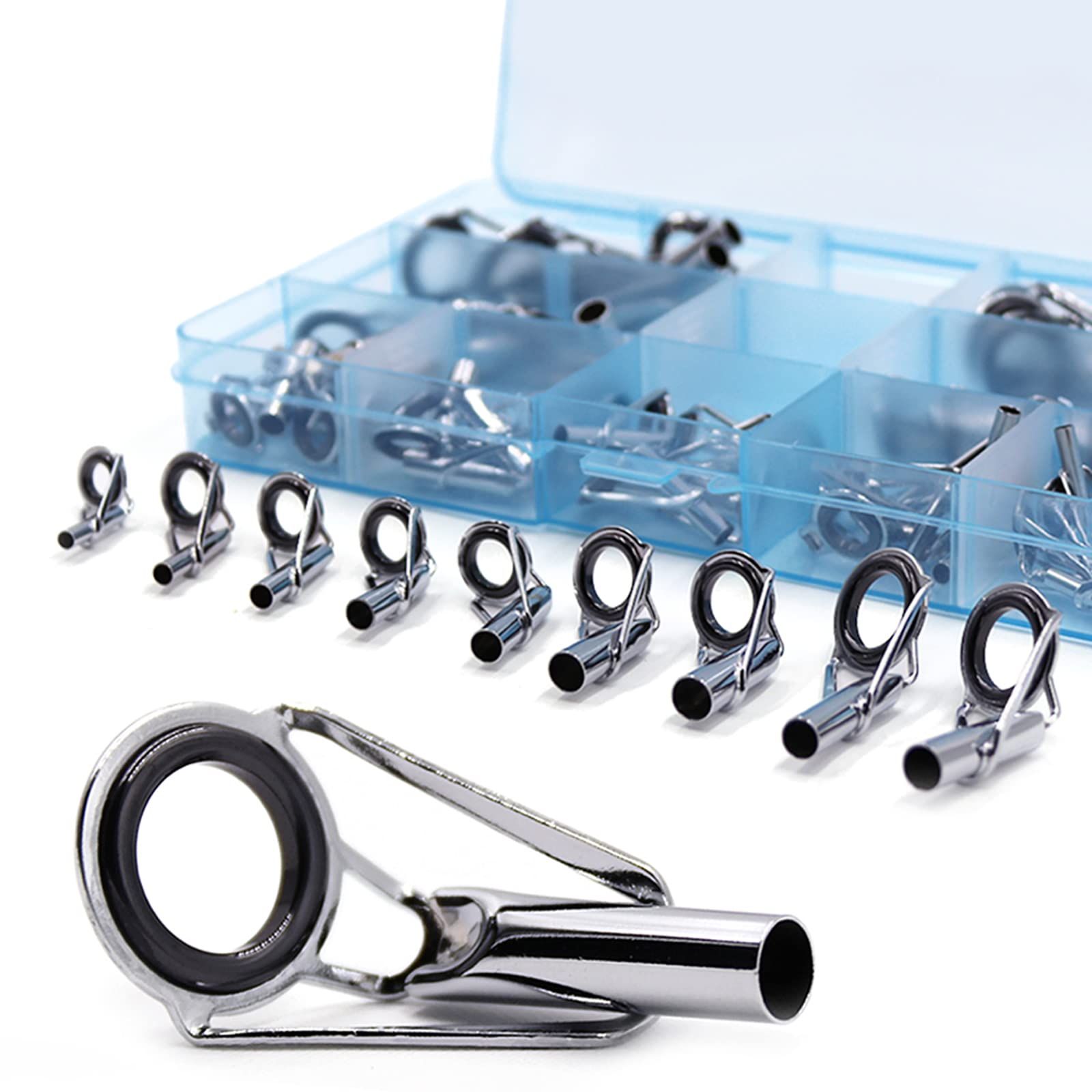 【人気商品】9KM DWLIFE トップガイド ロッドガイド 20個/40個/45個セット ステレンス ラミックリング 釣り竿穂先 交換 修理キット 淡水 海水