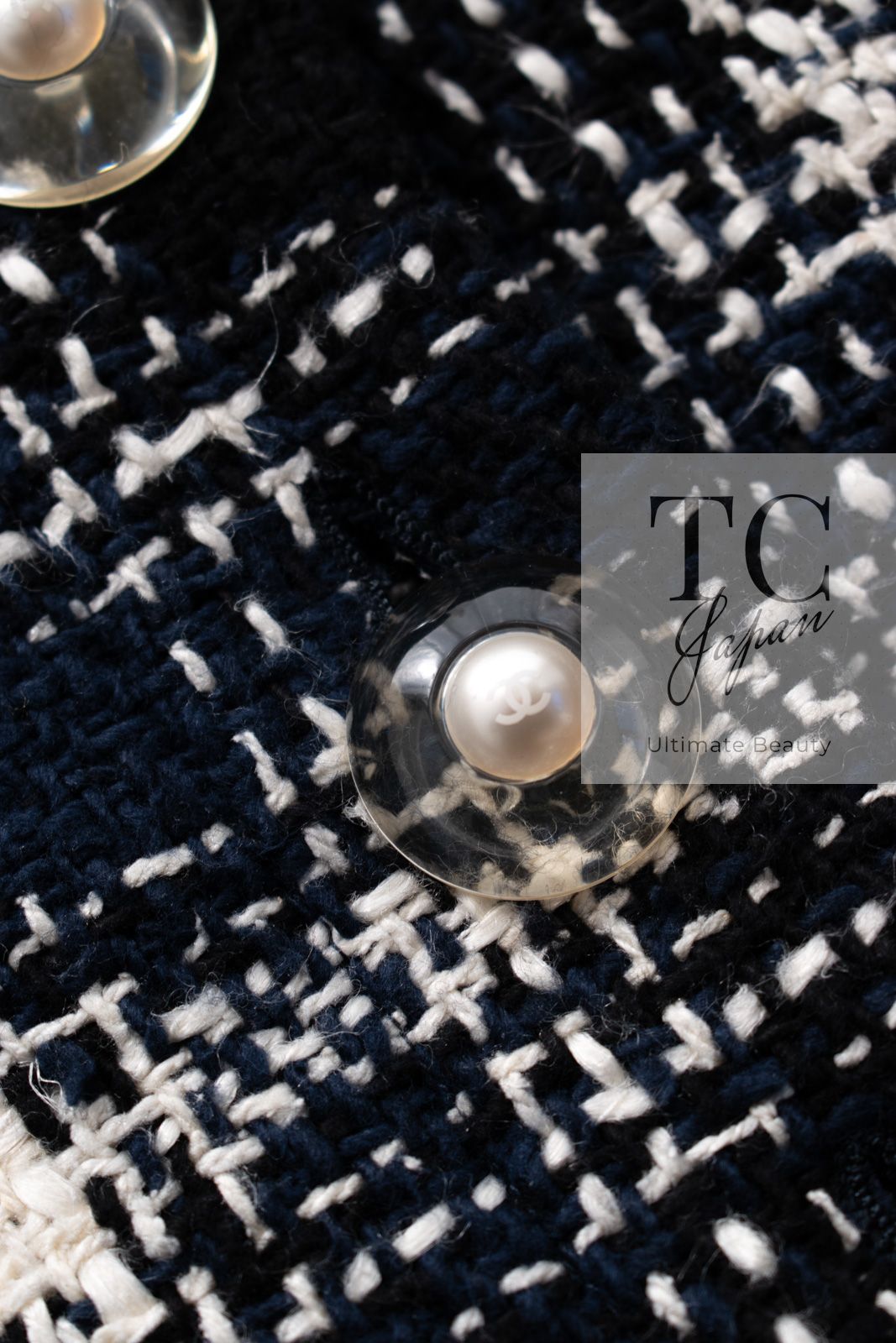 シャネル ジャケット CHANEL 68万 ネイビー アイボリー チェック