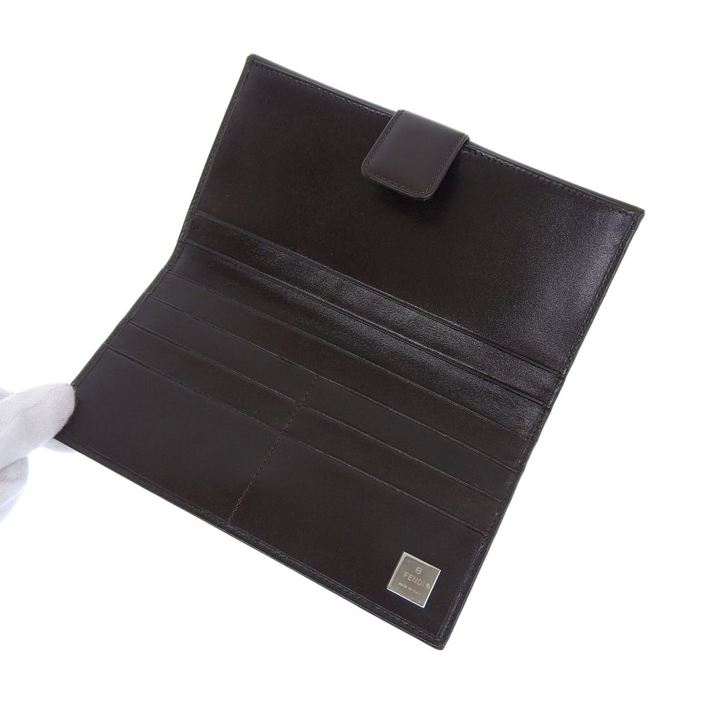 【本物保証】 箱付 新品同様 フェンディ FENDI ズッカ柄 FF柄 Wホック付長財布 キャンバス レザー ブラウン 2804 0339R 018 希少 レア FENDI - 【本物保証】 箱付 新品同様 フェンディ FENDI ズッカ柄 FF柄
