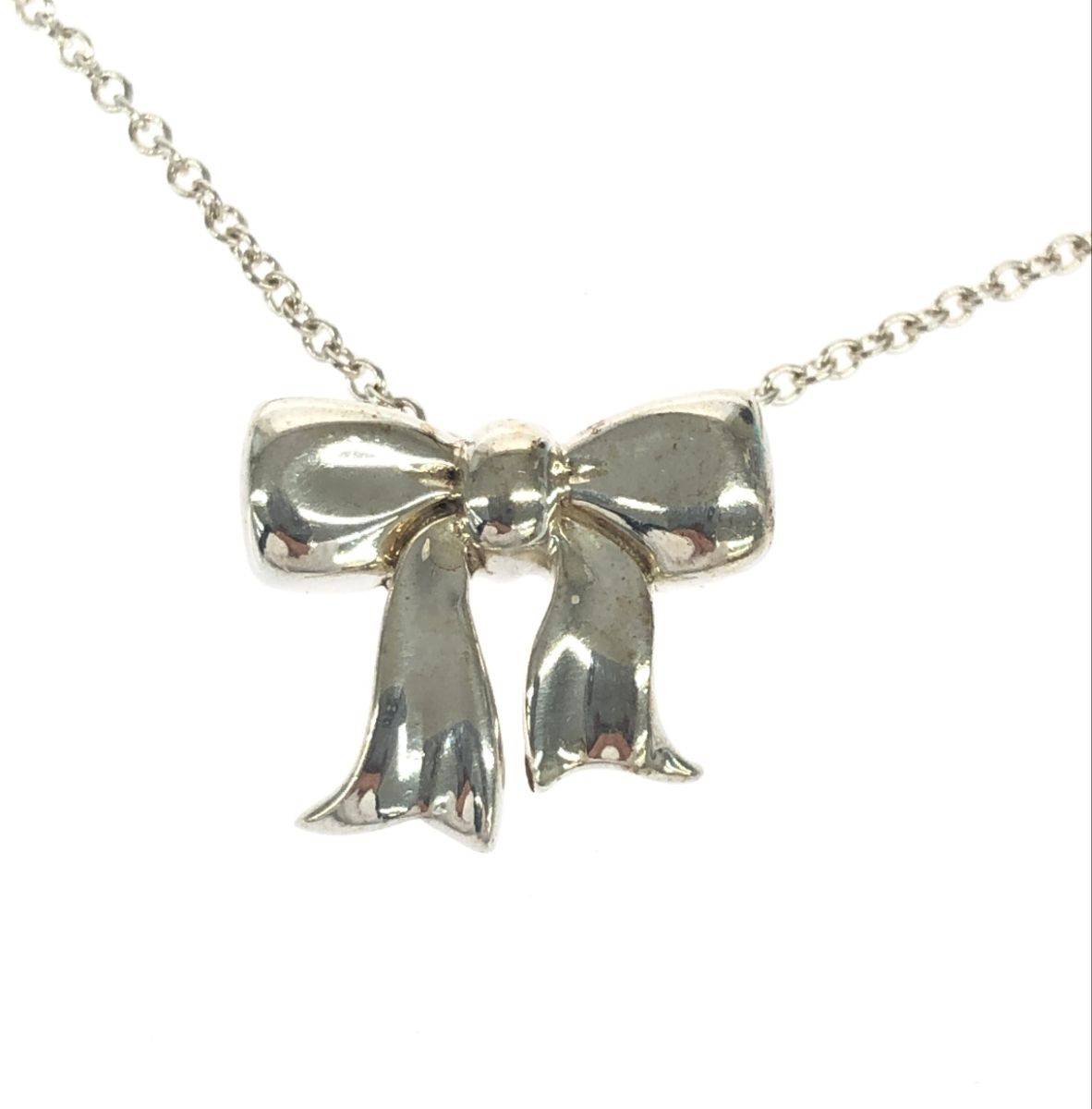 極美品TIFFANY ティファニー ネックレス ボウ リボン シルバー 925 
