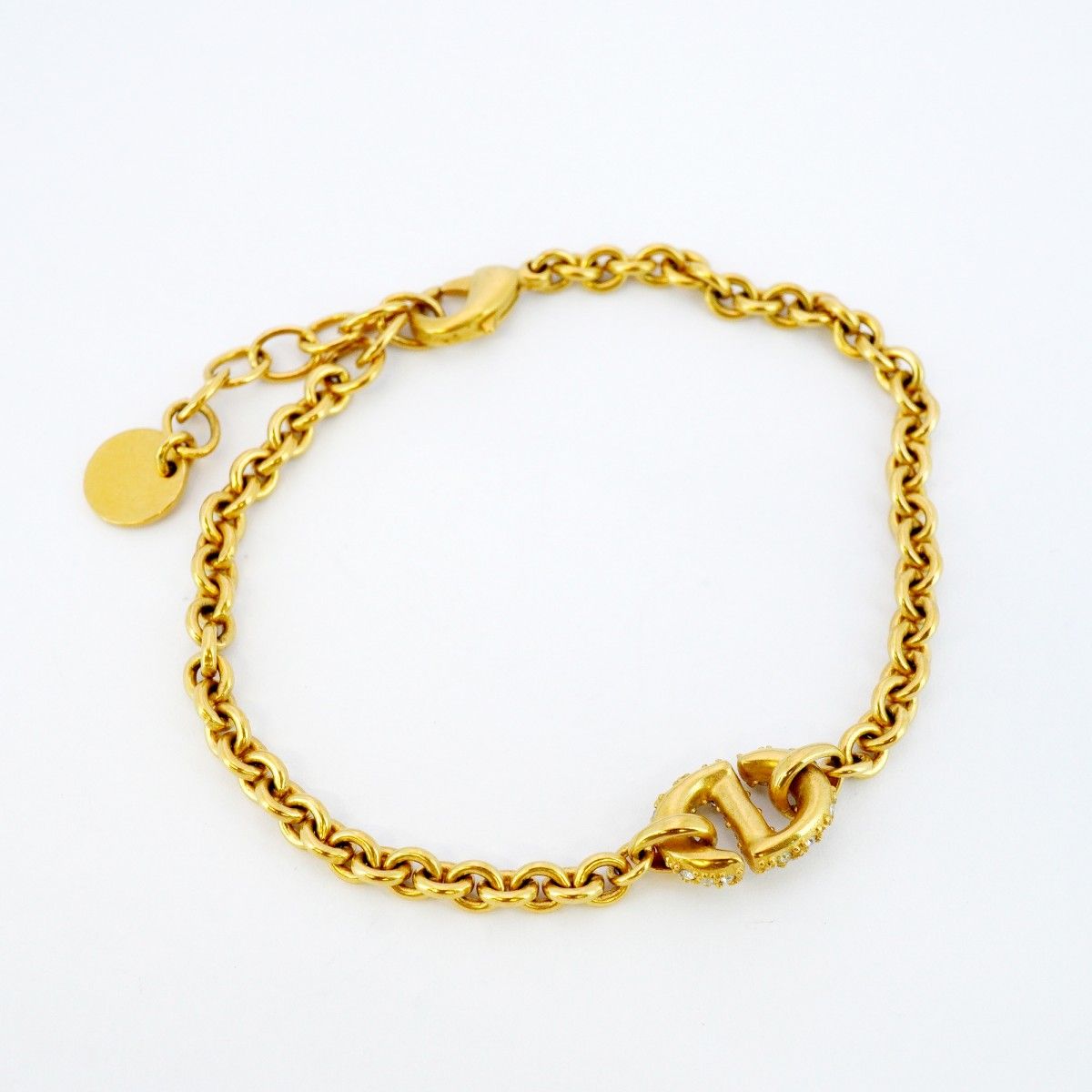5jib0376 クリスチャンディオール ブレスレット CDロゴ GPメッキ ラインストーン ゴールド レディース