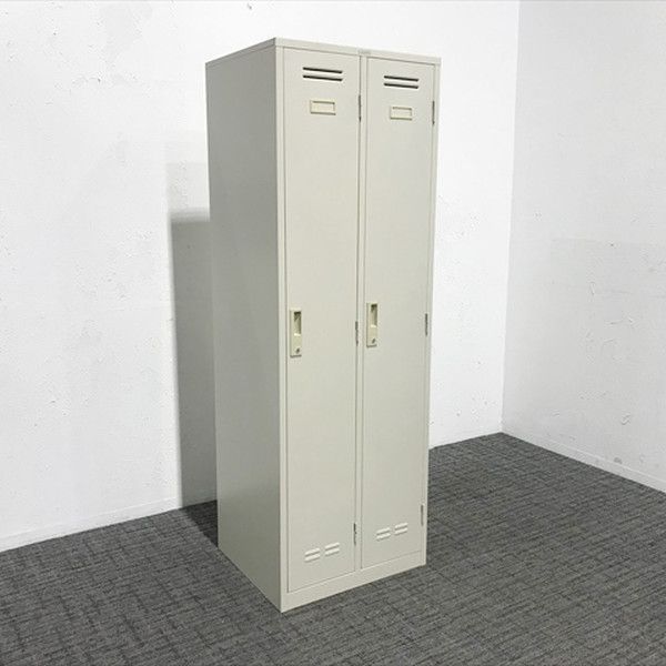 2人用ロッカー 鍵付き ライオン事務器 グレー