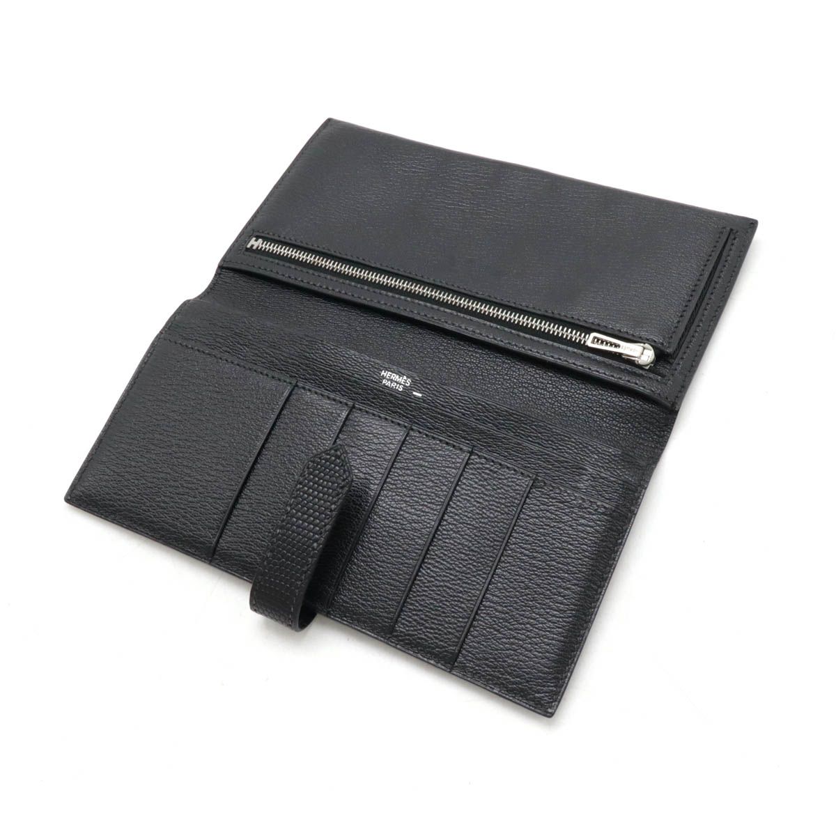 エルメス◇ベアン◇リザード◇二つ折長財布 HERMES エルメス ベアン リザード 二つ折り 長財布 ブラック M09-k011