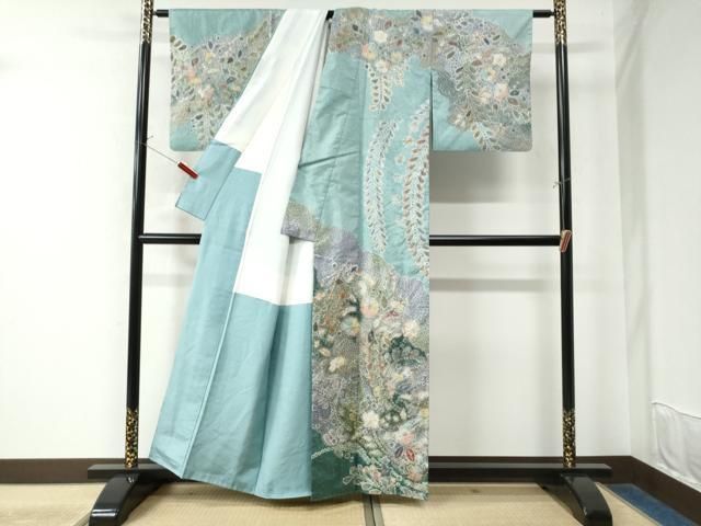 平和屋着物○訪問着 本場縞大島紬 作家物 辻が花 手描き 絞り 中