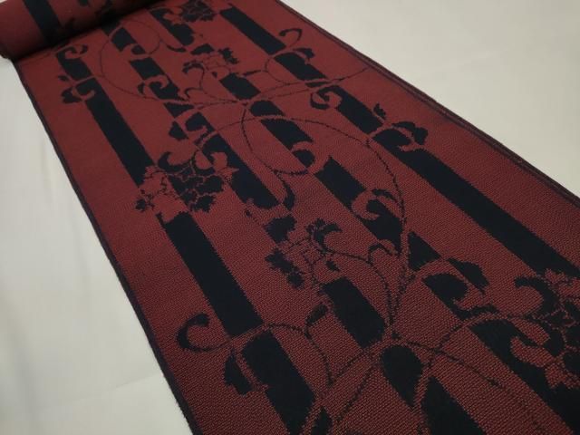 平和屋着物*夏物 紗紬 反物 着尺 花唐草間道 ♥ DAAW7687zzz