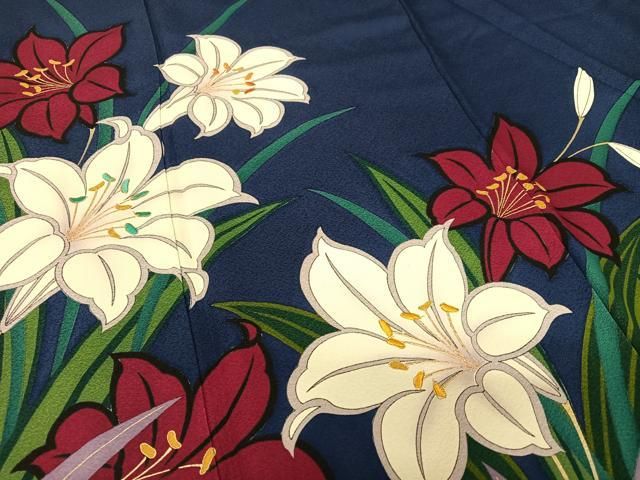 ゆりのはな　本振袖　京友禅金銀彩加工　刺繍入り　紋意匠　白色系　正絹　A405 TAKAZENの振袖 /白色/赤色/古典/その他/ プレミアム古典 吉澤