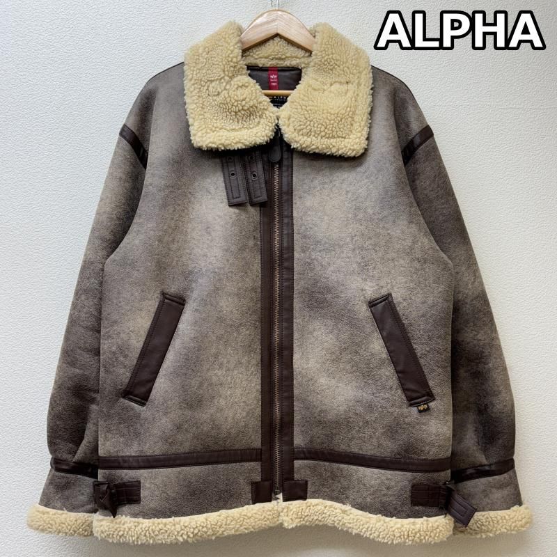 Alpha Industries アルファ インダストリー ジャケット 上着 ジャンパー ブルゾン TA1548-112 フェイク ムートン レザー 裏ボア B-3 フライト ボンバー ジャケット 薄茶 ライトブラウン