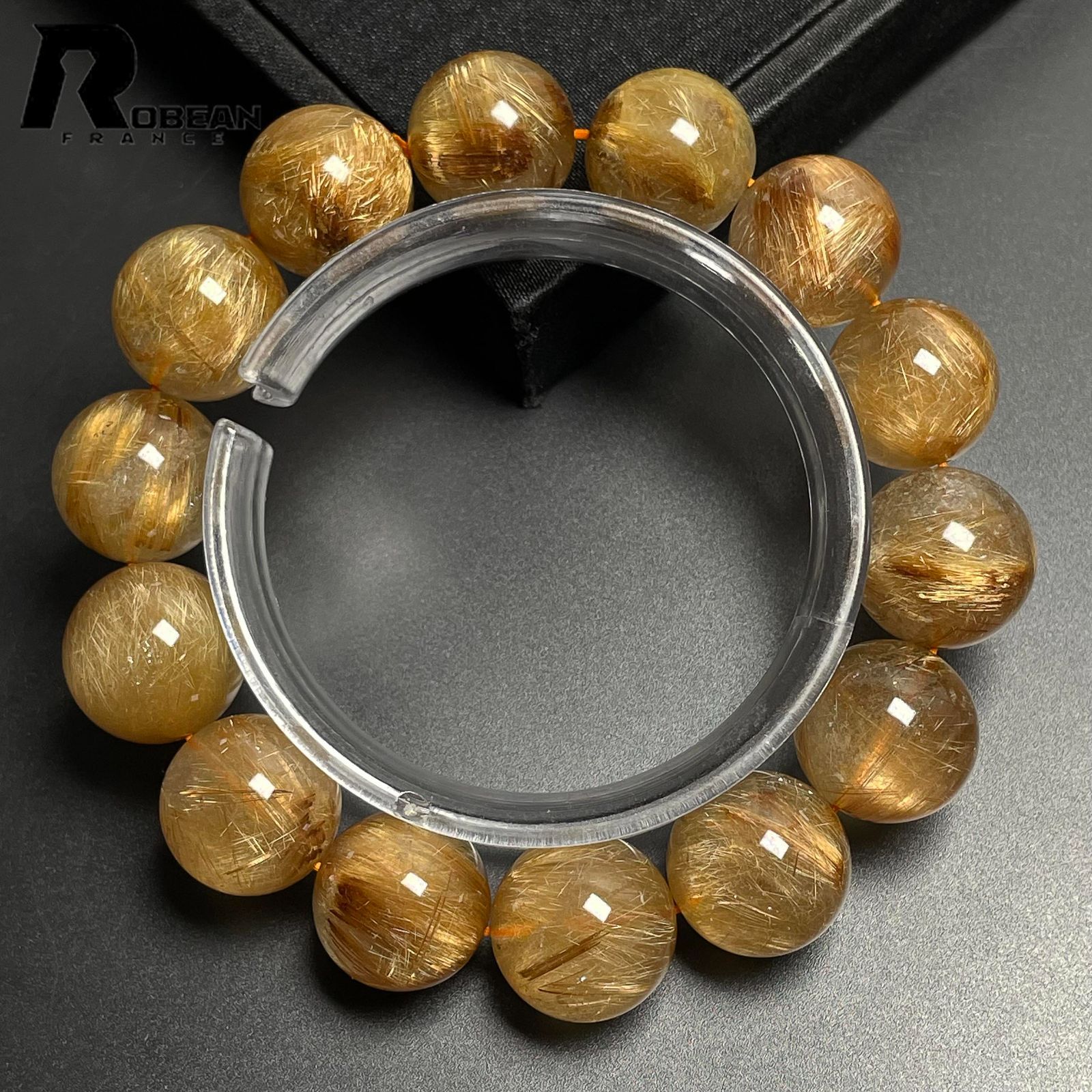 絶賛 EU製 定価19万円ROBEAN・極!極満針ルチルクォーツブレスレット パワーストーン 天然石 綺麗 金運 お守り ギフト プレゼント 16-16.7mm M1118480