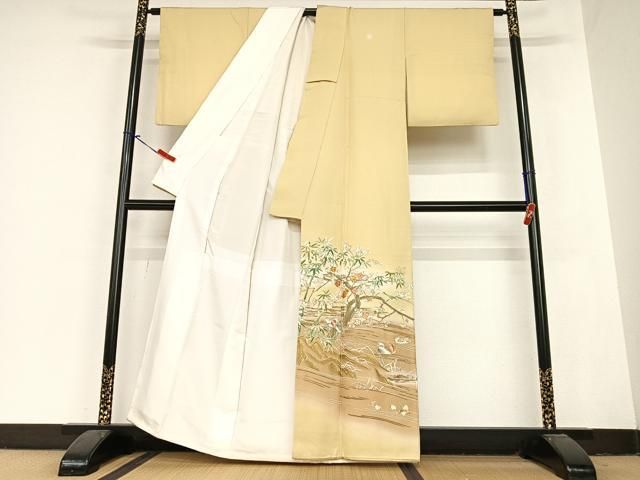 平和屋着物●創業460年 千總 色留袖 友禅 駒刺繍 鴛鴦枝笹梅文 暈し染め 金彩 小田急百貨店扱い 正絹 AABB6353zg