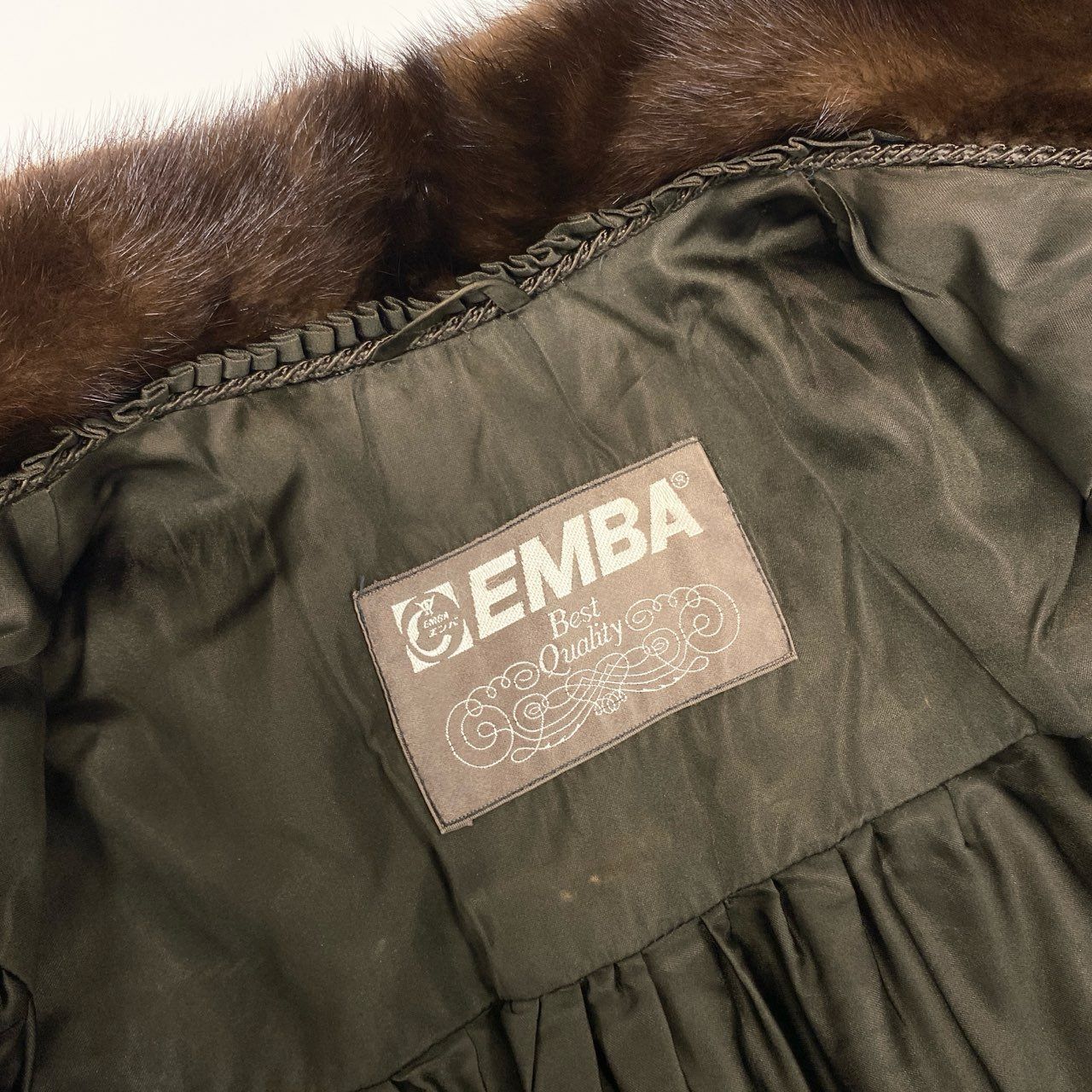 76j6 EMBA エンバ ダークミンク 毛皮コート ミンクコート セミロング