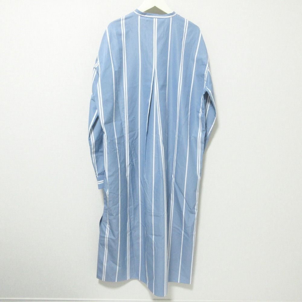 【美品】ジルサンダー バンドカラー ノーカラーストライプシャツ 美品】ジルサンダー バンドカラー ノーカラーストライプシャツ