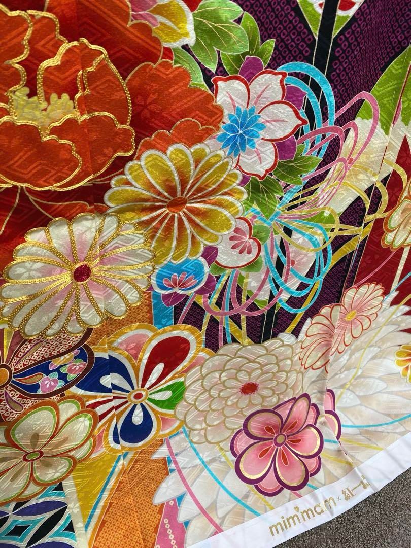 コラボ振袖 仮絵羽 mimmam×紅一点 金駒 金彩 正絹 未仕立て品 八掛付き コラボ振袖 仮絵羽 mimmam×紅一点 金駒 金彩 正絹 未仕立て品 八掛付き