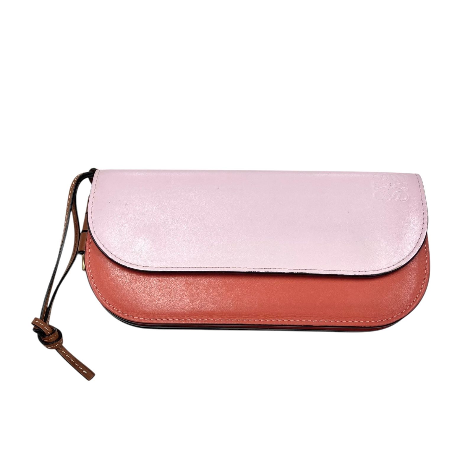 真贋判定済 LOEWE ロエベ ゲートコンチネンタルウォレット ピンク×レッドオレンジ×G金具 長財布 B0521ZEQBM
