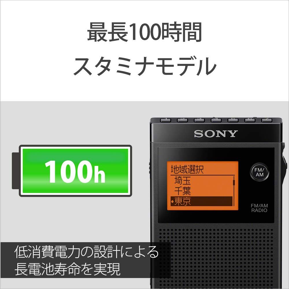 ソニー PLLシンセサイザーラジオ FM/AM/ワイドFM対応 片耳巻取り 名刺