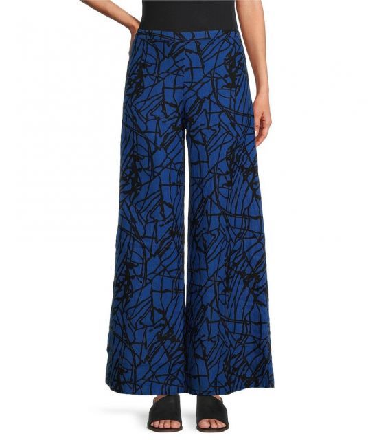 【送料無料】 ブライン ウォーカー レディース カジュアルパンツ ボトムス Linen Knit Netta Print Flat Front Elastic Waist Wide Leg Pant Elba