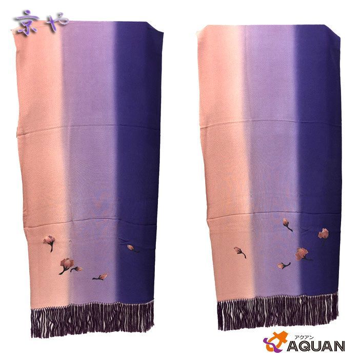 京やR032 正絹 和装用ショール 着物ショール ストール 大判 ちりめん 縮緬 ぼかし染め グラデーション 和装洋装兼用