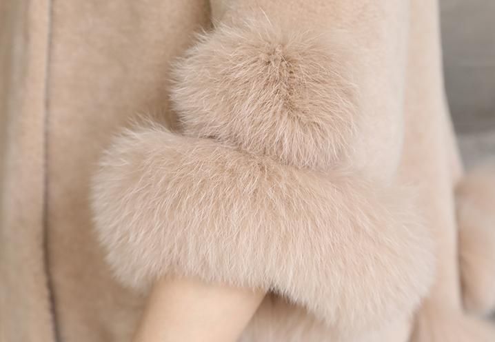 最 フォックスファー襟など付き羊毛コート毛皮 ファー GULLKHAN_COM