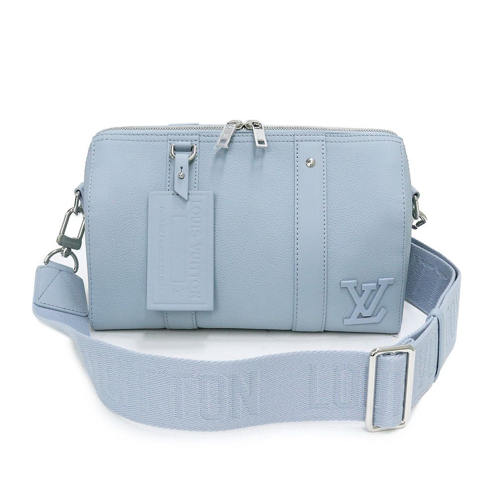 ルイ ヴィトン シティ キーポル LV アエログラム ショルダーバッグ 斜め掛け グレインカーフレザー ブルーヌアージュ 青 シルバー金具 M23725 箱付 LOUIS VUITTON（新品・未使用品）