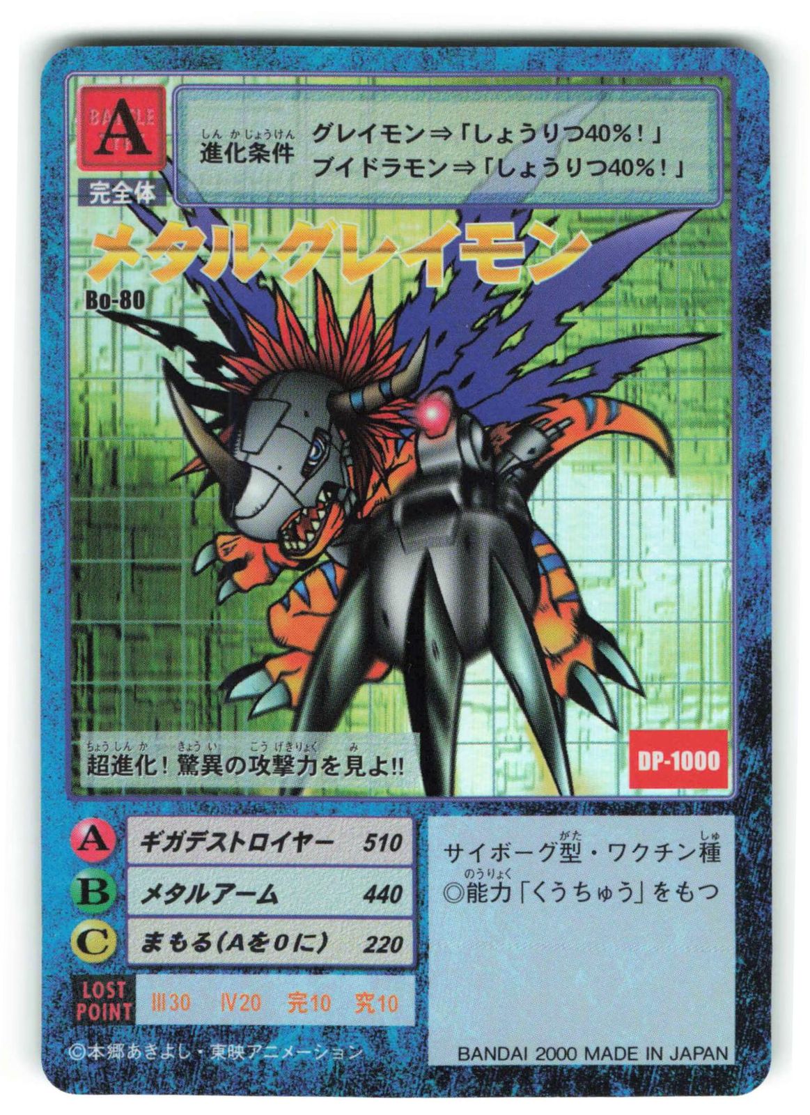 旧デジタルモンスターカードゲーム メタルグレイモンBo-1キラカード