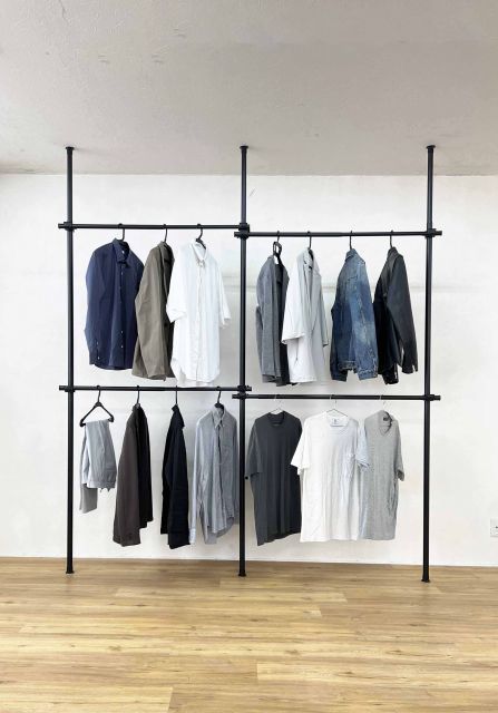 北海道送料込み ハンガーラック 突っ張り フォース 伸縮 横150-240cm 縦107.5-314cm 黒 ブラック 全体耐荷重240kg 衣類収納 洋服ラック おしゃれ つっぱり棒 工具不要 (フォース ブラック) #1833 人気・おすすめ｜多用途・生活用品におすすめ キャンペーン中 即納 国内在庫管理・迅速発送・安心対応