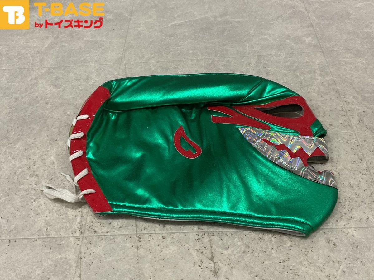 ミル・マスカラス 試合用マスク 緑赤ラメ マスク 覆面 タグなし 緑  