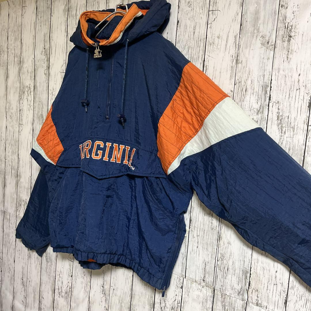 90s スターター アノラックパーカー M 紺 ナイロン カレッジ 5190