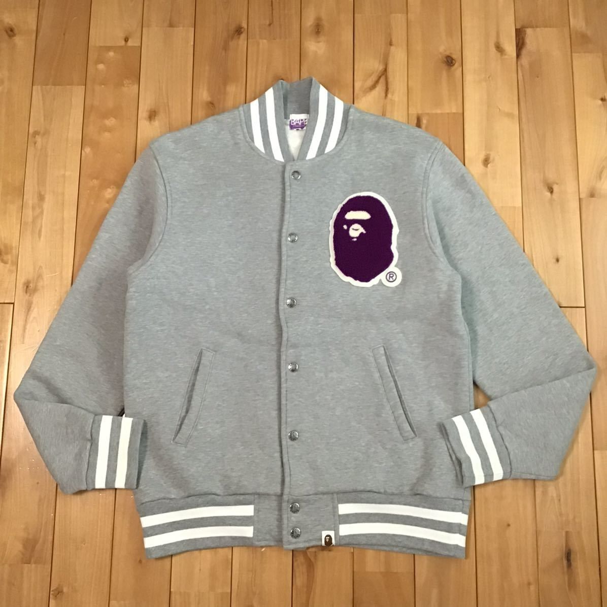 BAPE LOGO スウェット スタジャン Mサイズ a bathing ape sweat 