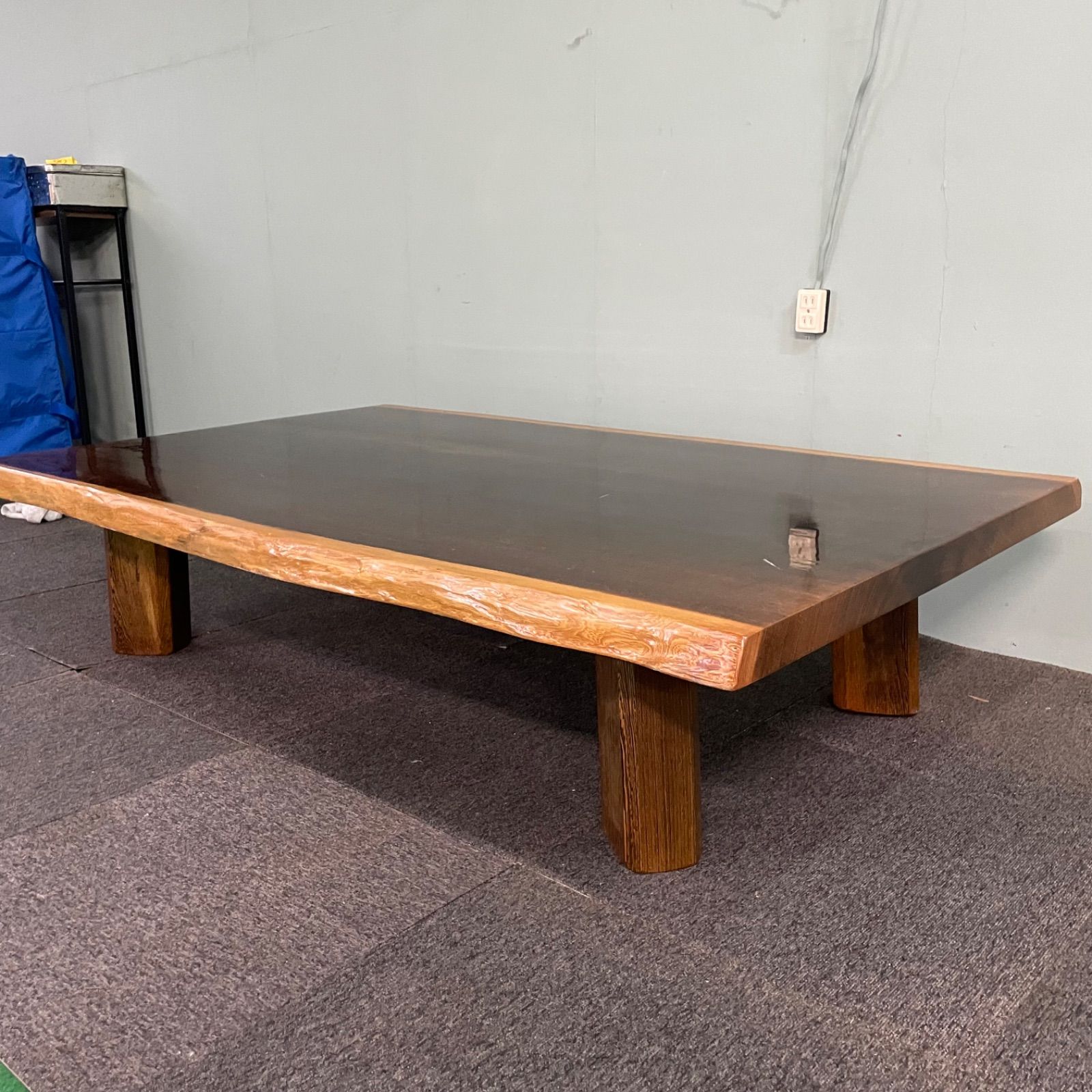 ♭ 花梨 天然木 一枚板 無垢 座卓 座敷机 約68kg リビングテーブル