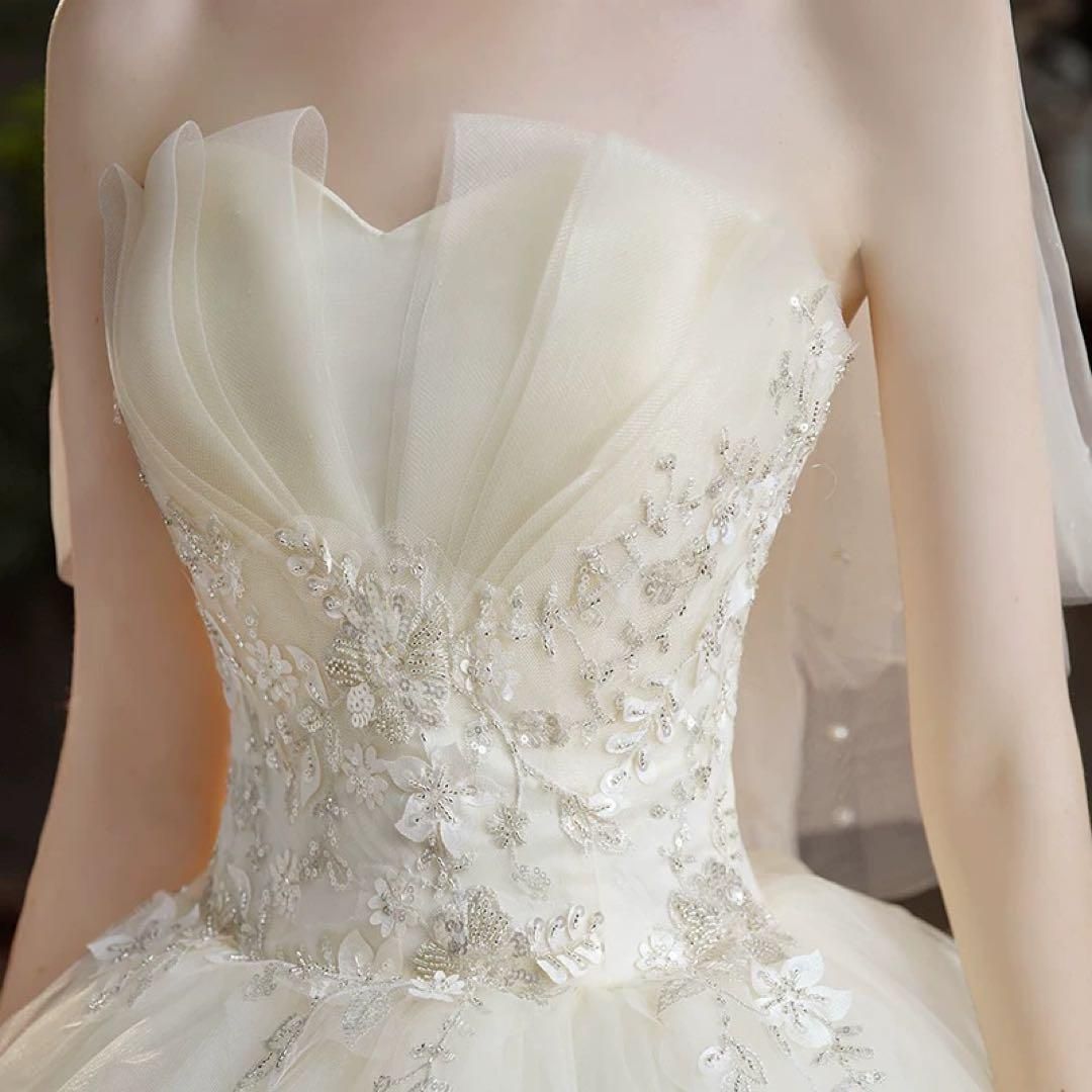 【プリンセスライン】ウェディングドレス　チューブトップ　結婚式　前撮り 楽天市場】花嫁 ウェディングドレス Aライン チューブトップ