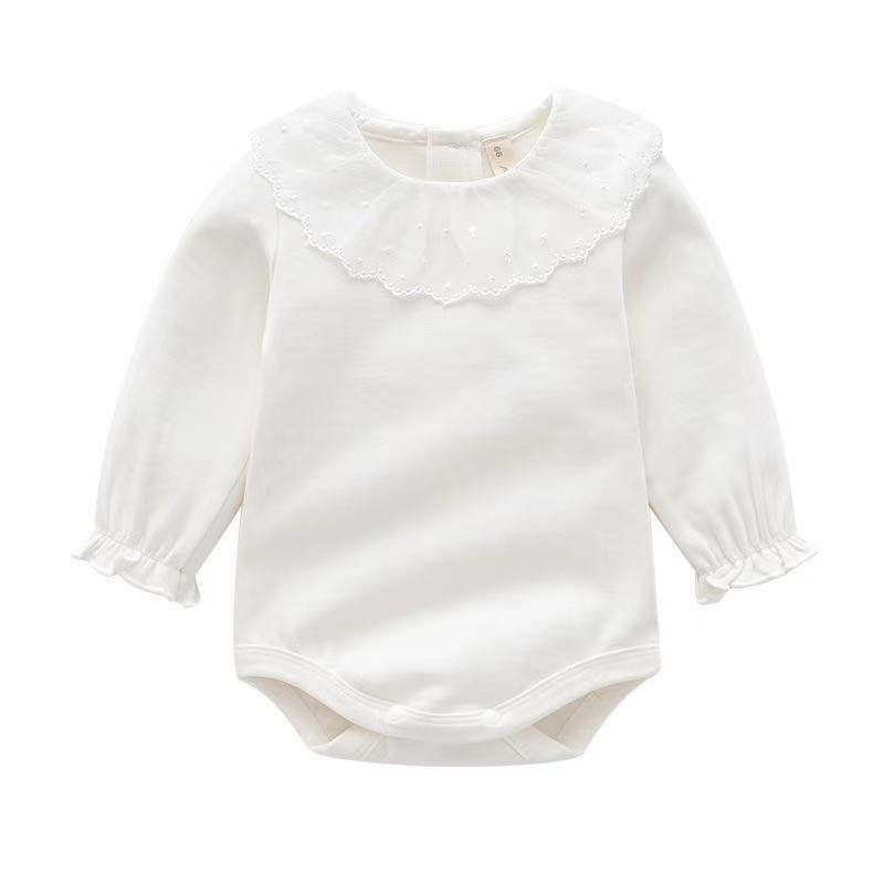 ボディースーツ 60 70 80 セレモニードレス ロンパース ベビー 女の子 新生児 退院 お宮参り 秋 冬 春 赤ちゃん ホワイト 3ヵ月 6ヵ月 9ヵ月 12ヵ月 ハーフバースデー 誕生日 長袖 お食い初め 入園 出産準備 出産祝い cocobaby