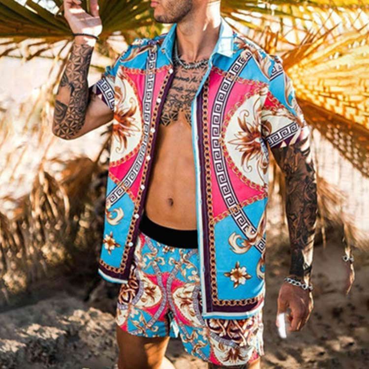 ハワイアン　セットアップＢ　⑤ 送料無料 アロハシャツ セットアップ メンズ 開襟シャツ 半袖