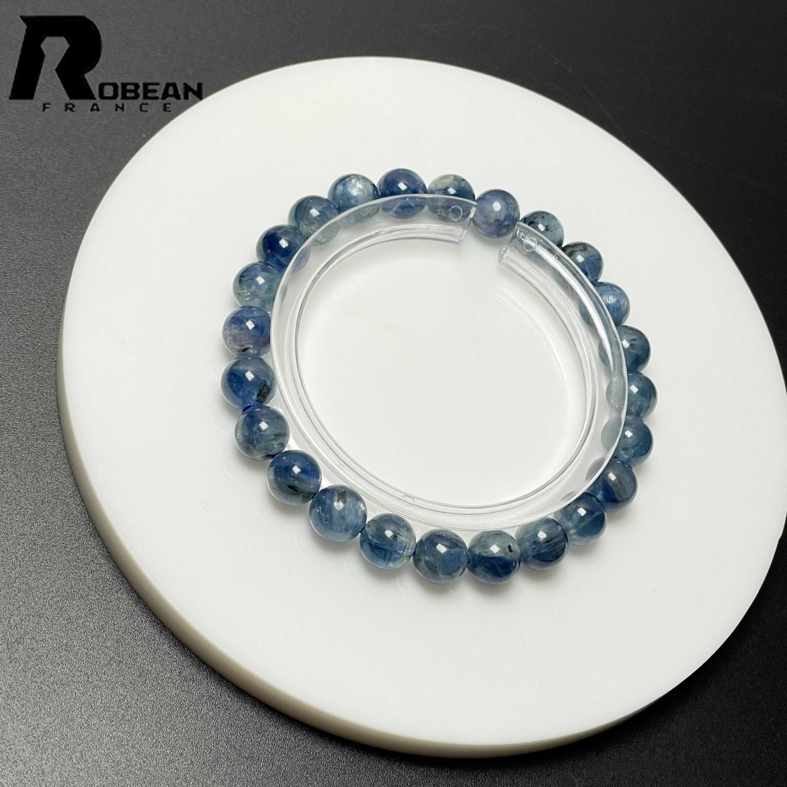 デザイン 高級感 カイヤナイト＆グレーファイバラスブレスレット