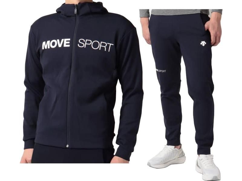 デサント Move Sport S.F.TECH フード付き ジャージジャケット パンツ上下セット DMMTJF11|DMMTJG11 2XO NVxNV ネイビー