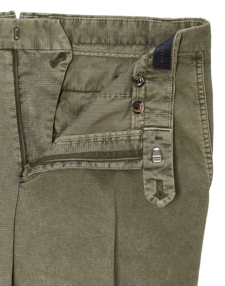 マエストロ 秋冬用 ウォッシュ コットン混 カジュアル パンツ カーキ 39