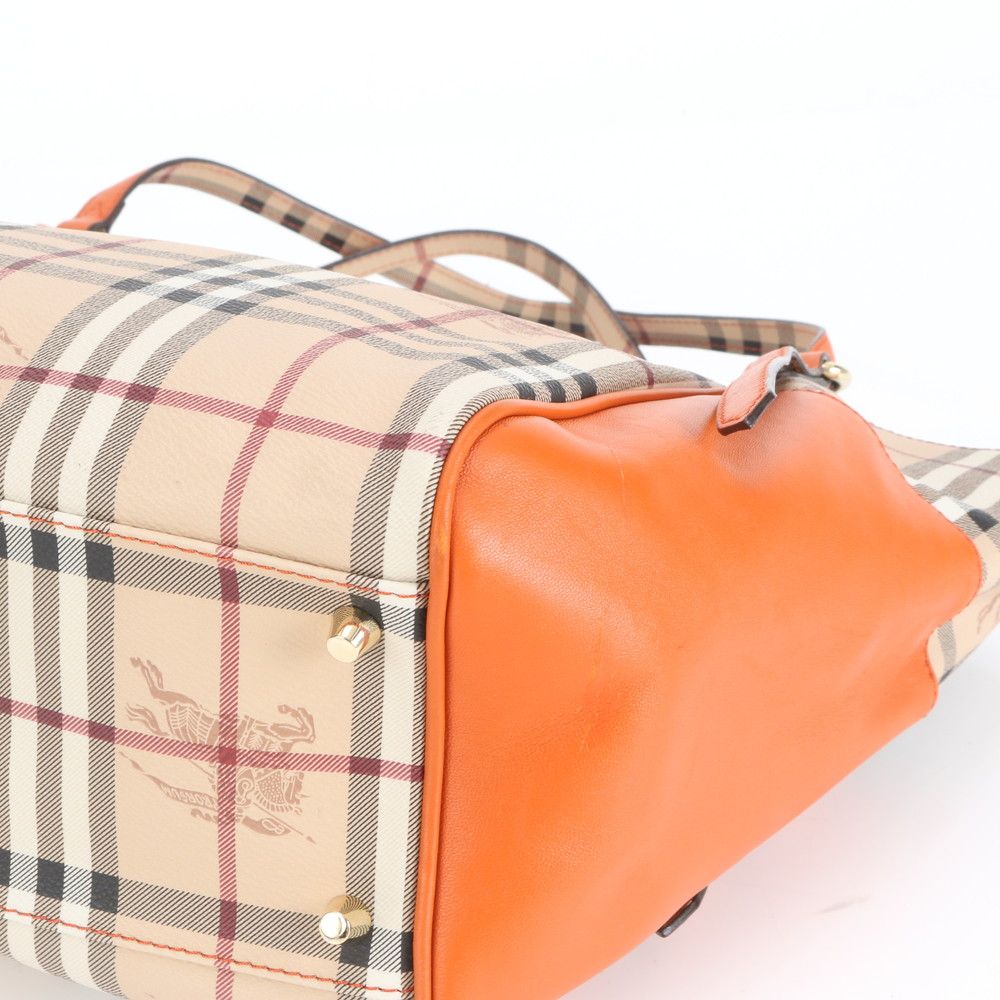 新品同様 バーバリー ノバ チェック シャドーホース レザー トート