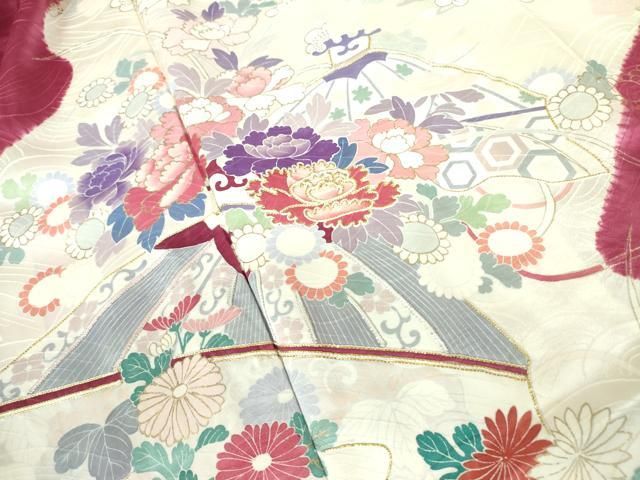 平和屋着物□豪華振袖 駒刺繍 絞り 草花 金彩 高島屋扱い 正絹