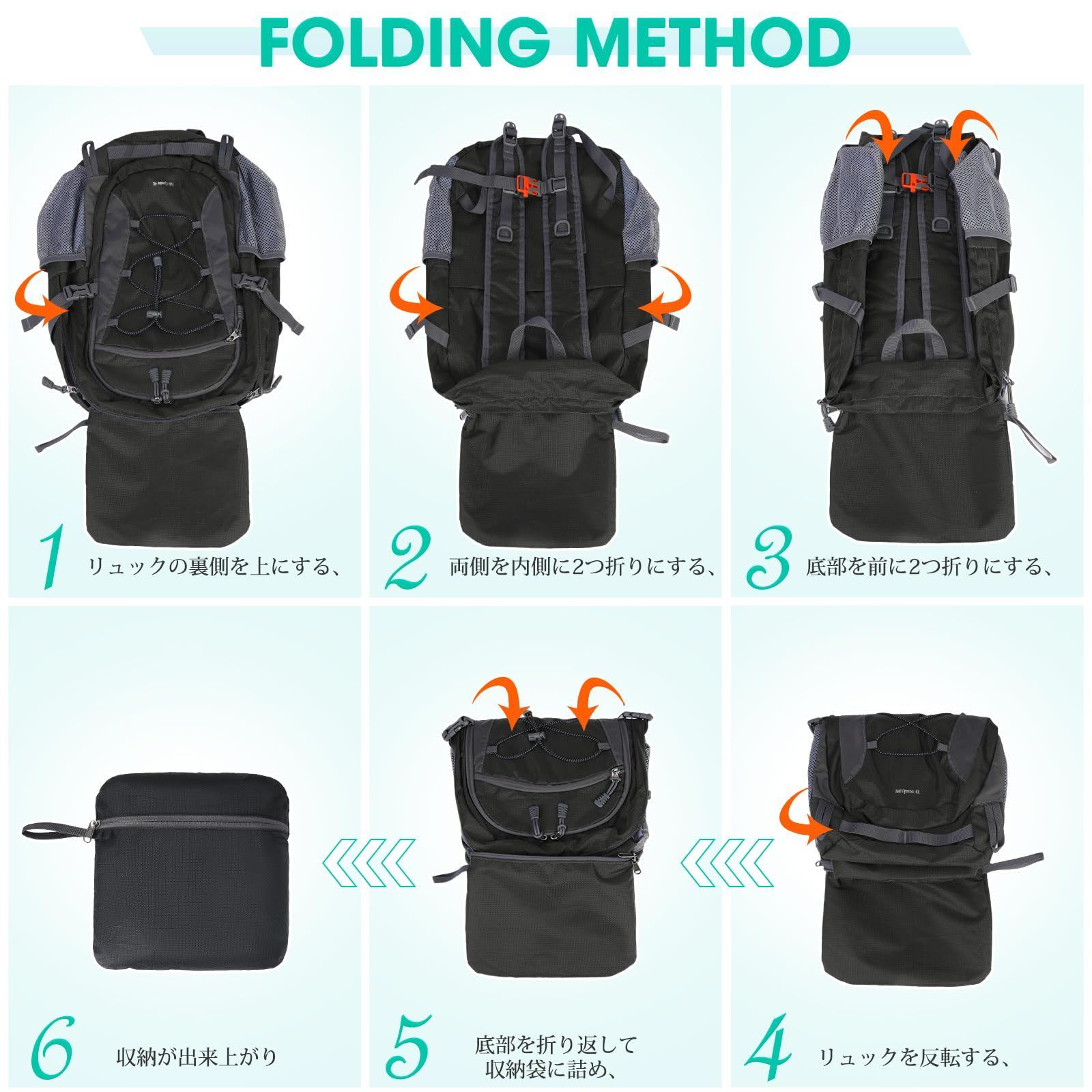 リュック メンズ 折りたたみ リュック 40L 大容量 登山リュック バック 
