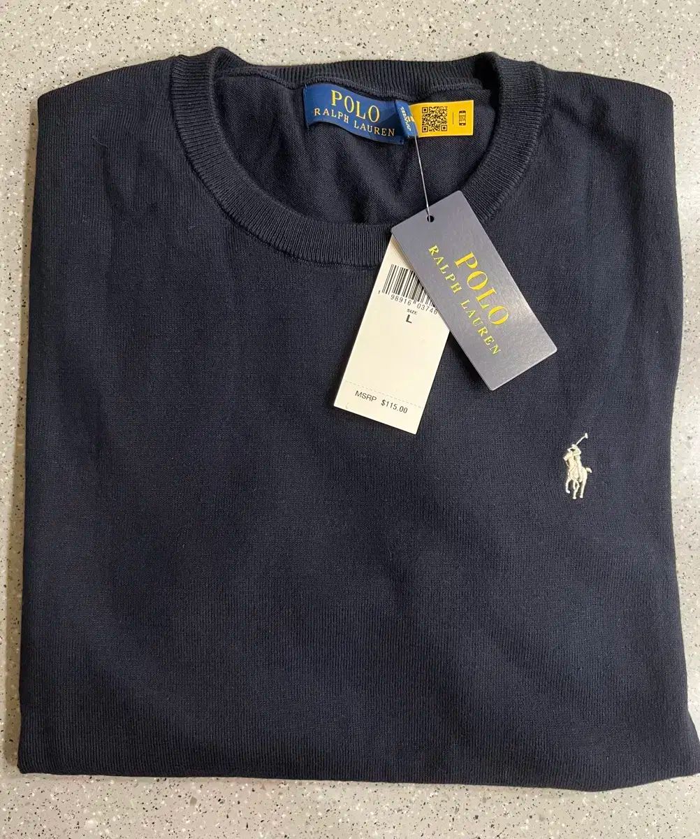 ポロ クルーネック 半袖 セーター L ネイビー
