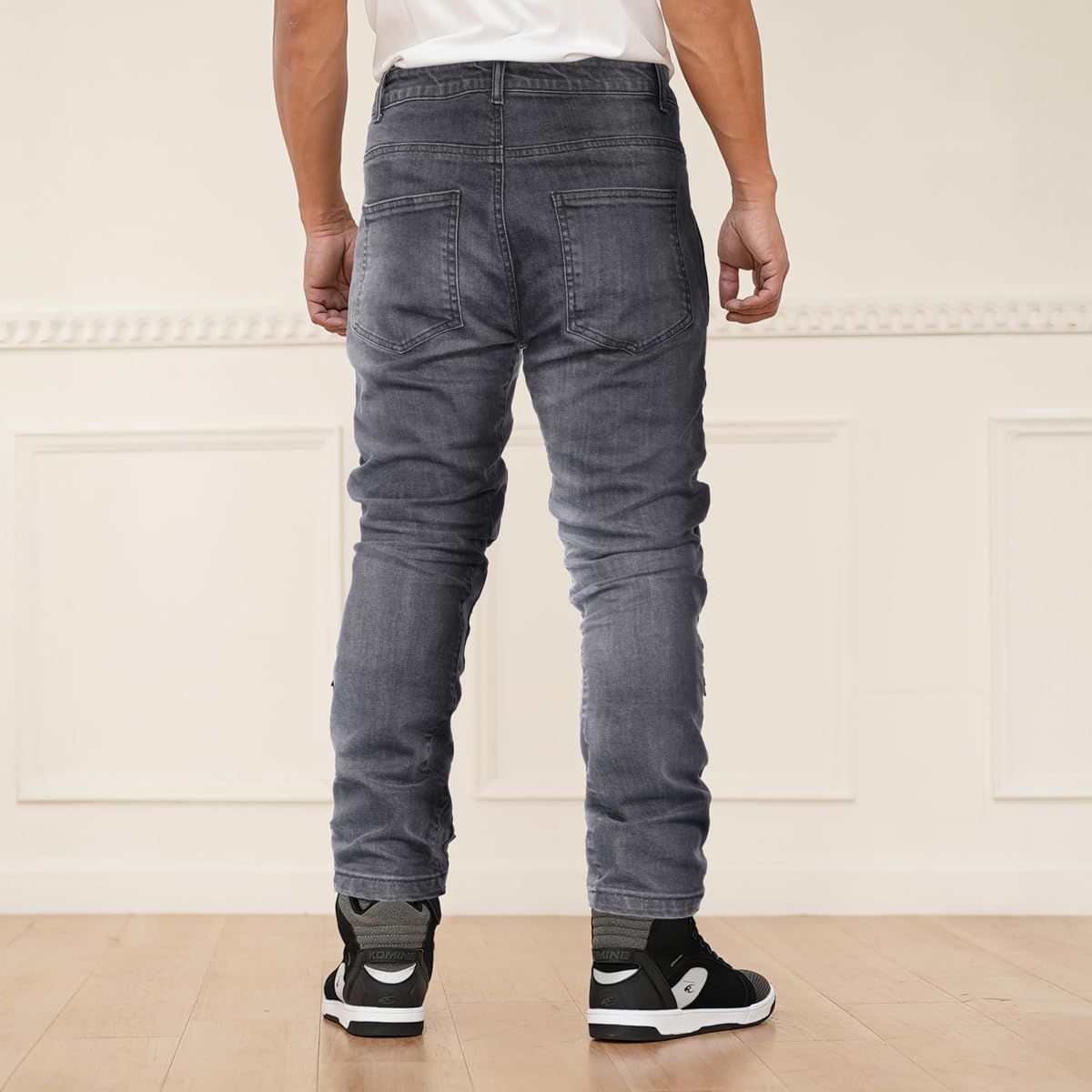 エニグマ コミネ バイク用 パンツ 春夏秋向け 25 008 EN テンペスト ジーンズ CEレベル2プロテクター 普段着感覚 Denim Black 2 XL