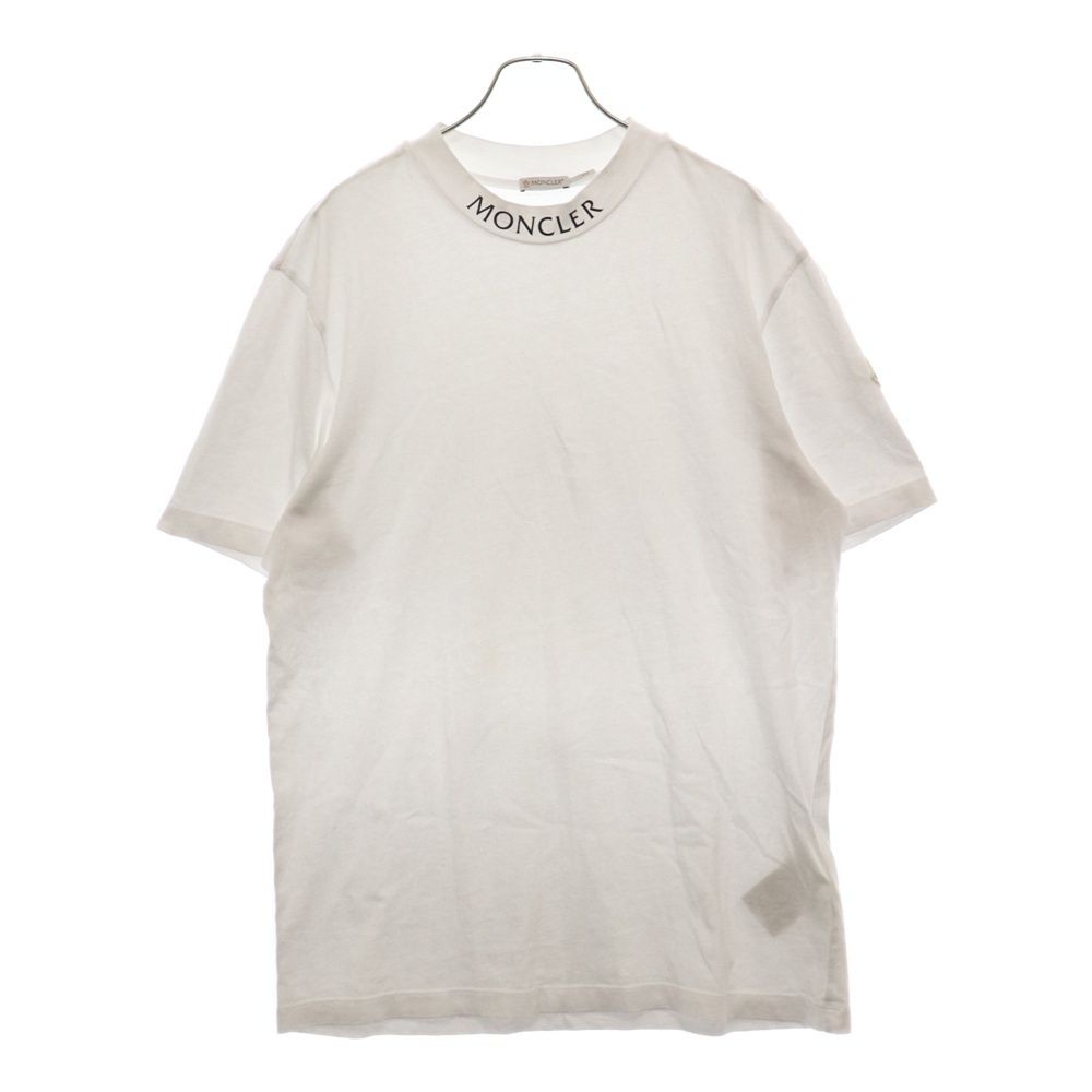 MONCLER (モンクレール) ネックロゴ プリント 半袖Tシャツ カットソー ホワイト