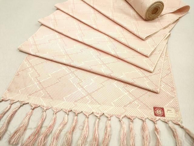 平和屋着物▽西陣 紬 単衣 流水文 反端付き 正絹 逸品 AAAU8609fy